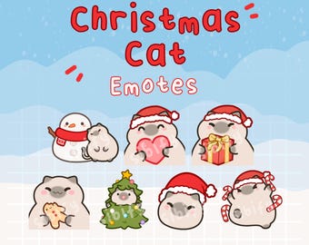 Christmas Cat Emotes, siamese, Twitch / Discord, premade, ready to use