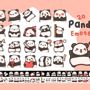 20 Panda Emotes, Twitch / Discord, premade, ready to use