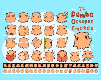 22 Dumbo Octopus Emotes, Twitch / Discord, prefabbricato, pronto all'uso