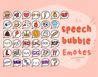 37 Speech Bubble Emotes, texte, icônes, Twitch / Discord, préfabriqué, prêt à l’emploi