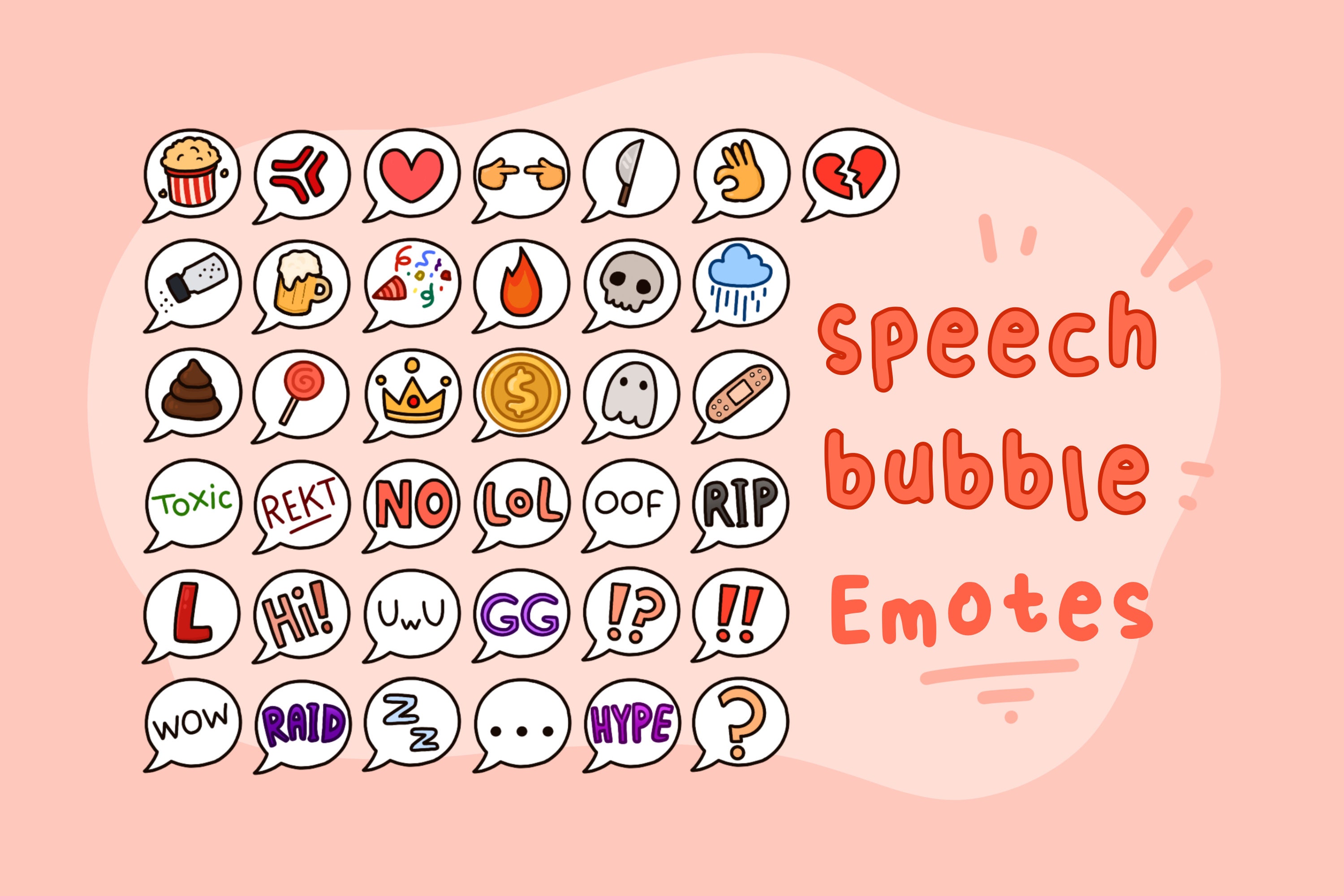 37 Speech Bubble Emotes Text Icons Twitch / Discord Etsy Norway