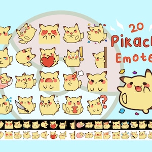 20 Pikachu Emotes, Twitch / Discord, premade, ready to use
