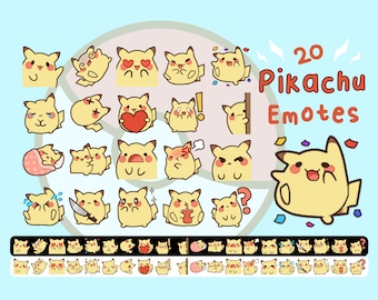20 Pikachu Emotes, Twitch / Discord, premade, ready to use