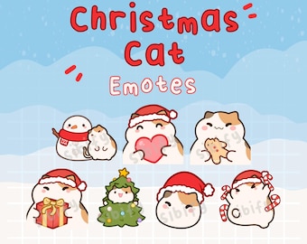 Christmas Cat Emotes, calico, Twitch / Discord, premade, ready to use