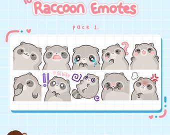 Raccoon Emotes, Twitch / Discord, premade, ready to use