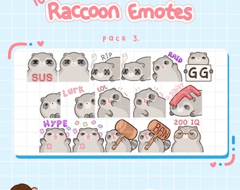 Raccoon Emotes, Twitch / Discord, premade, ready to use
