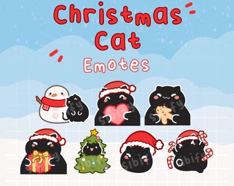 Christmas Cat Emotes, black, Twitch / Discord, premade, ready to use