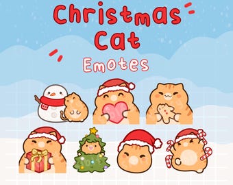 Christmas Cat Emotes, orange, Twitch / Discord, premade, ready to use