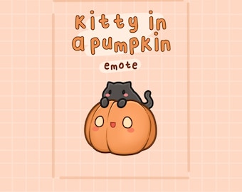 Kitty in Pumpkin emote, Twitch / Discord, premade, ready to use