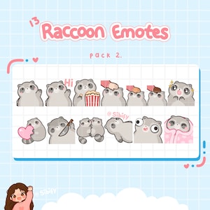 Emotes de mapache, Twitch/Discord, prediseñados, listos para usar