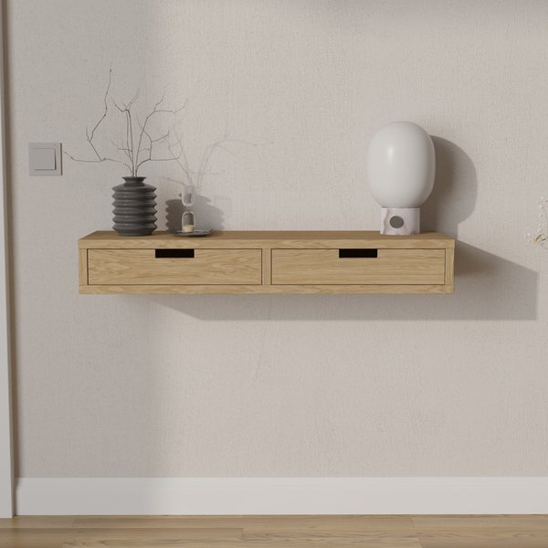 Console suspendue en bois avec tiroirs pour le hall, pour le couloir 90x30 cm