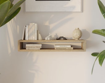 Small Wooden Floating Console, Mid-Century Furniture, Oak Hallway Table, Entryway Organizer