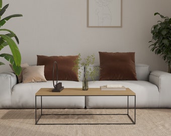 Loft coffee table - metal legs and wooden top, rectangular, industrial