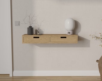 Console suspendue en bois avec tiroirs pour le hall, pour le couloir 90x30 cm