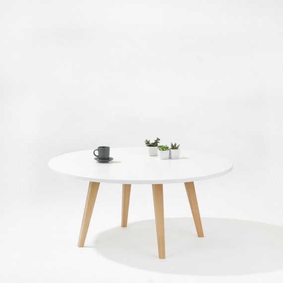 apenas fácil de lastimarse meteorito Mesa de centro blanca redonda de madera estilo minimalista y - Etsy México