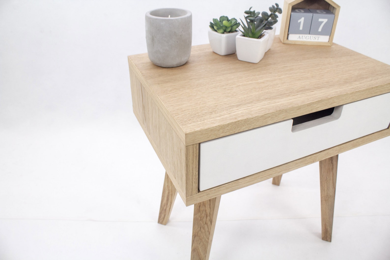 Oak Designer Modern Wooden Scandinavian Bedside Table With - Etsy