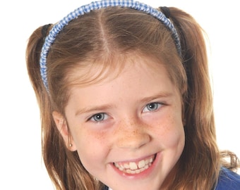 Gingham School Headband: Girls Cotton Scrunchie Alice Band