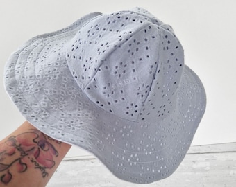 Broderie Anglaise Floppy Sun Hat: Reversible Summer Bucket Hat