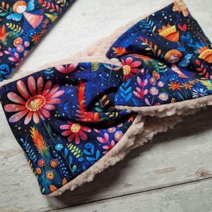 Girls Ear Warmer Headband, Handmade Ear Warmers, Winter Headwear, Soft and Cosy Headband, Twist Headband, Fleece lined headwrap, Fairy