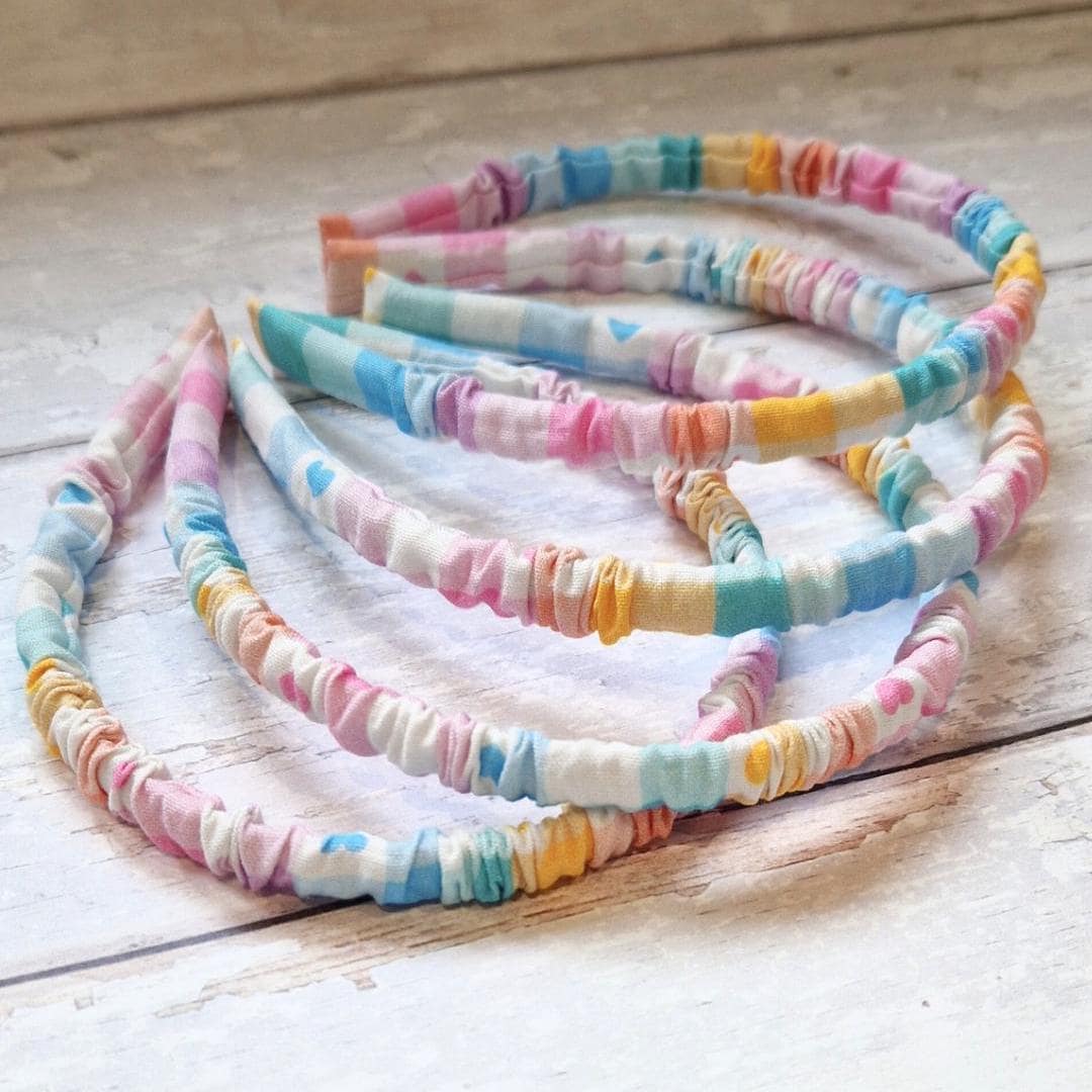 Pastel Gingham Scrunchie Headband: Spring Ruffle Alice Band