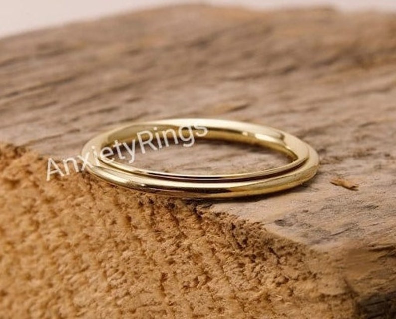 Extra Thin Spinner Ring, Fidget Spinner Ring, 14k Gold Plated Ring for Women, Meditation Ring, Anxiety Ring, Thumb Ring, Playful Ring, Sale imagen 4