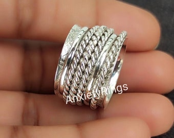 Spinner más popular! ¡Plata de Ley 925! ¡Anillos giratorios para mujer! ¡Anillo giratorio! ¡Anillo de meditación! ¡Anillo giratorio hecho a mano! anillo giratorio