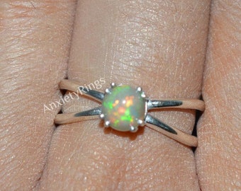 Ethiopian Opal Ring, Solid 925 Sterling Silver Ring, Skinny Ring, Silver Opal Ring, Wome's Ring, Jewelry, Gift for Her, Wedding Ring, Sale