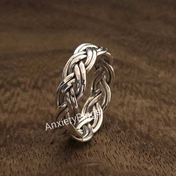Double Braid Silver Ring // 925 Sterling Silver // Celtic Band Ring //  Thumb Ring //  925 Sterling Silver Jewelry // Women's or Men's Ring