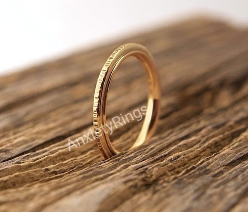 Extra Thin Spinner Ring, Fidget Spinner Ring, 14k Gold Plated Ring for Women, Meditation Ring, Anxiety Ring, Thumb Ring, Playful Ring, Sale Textured