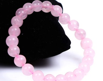 Rose Quartz bracelet, Romantic jewelry, Women pink crystal jewelry, Love gift for her, Fertility stone, Bridesmaid gift / 8 mm