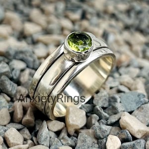 Peridot Gemstone Spinner Ring* Spinner Ring* 925 Sterling Silver Anxiety Ring * Meditation Ring* Fidget Ring* Women's Ring* Jewelry* On Sale