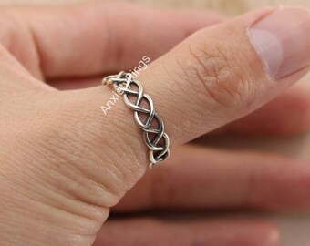 Silver Braided Ring, Sterling Silver, Woven Ring, Top gift for her, Braid Ring, Boho Ring, Silver Boho Ring, Silver Ring, Braided Ring B01