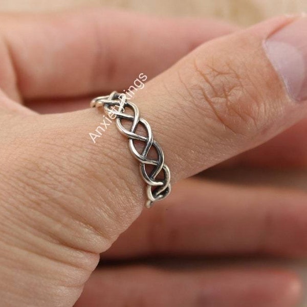 Silver Braided Ring, Sterling Silver, Woven Ring, Top gift for her, Braid Ring, Boho Ring, Silver Boho Ring, Silver Ring, Braided Ring B01