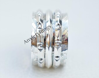 Solid !! 925 Sterling Silver Spinner Ring, Handmade Yoga Spinner Ring, Meditation Ring, Silver Spinner Ring, Anxiety Ring, Fidget Ring, Sale