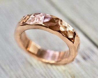 Pure Copper Band, Copper Ring, Hammered Copper Ring, Wide Band, Mens Band Ring, Women Ring, Handmade Ring, Boho Ring, Gift For Christmas