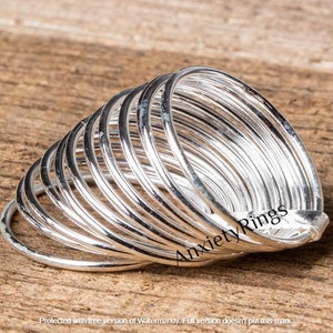 Stijlvolle mode 925 sterling zilveren ring, multi-plat bands in elkaar grijpende brede gestapelde ring voor dames, stapelbare midi-knokkelringen, cadeau afbeelding 1