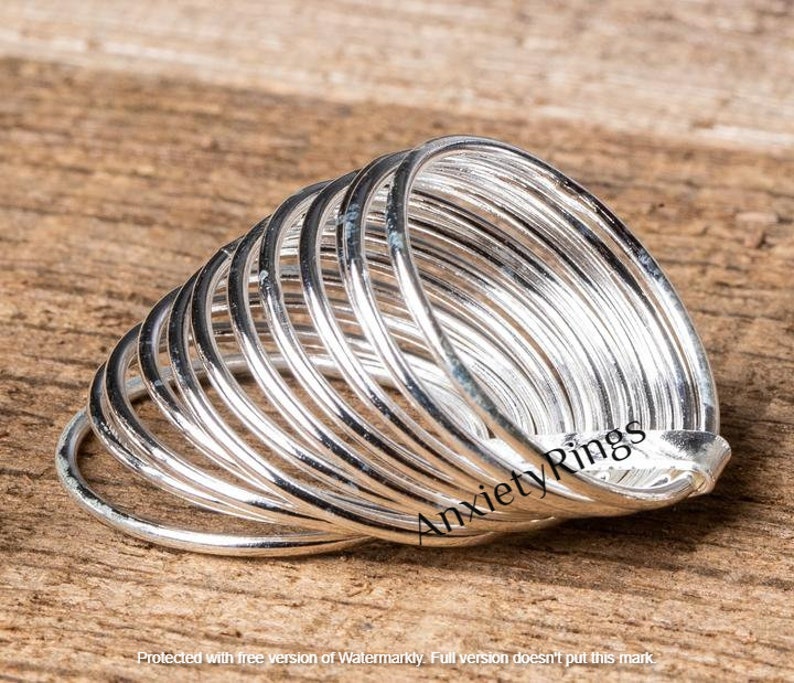 Stijlvolle mode 925 sterling zilveren ring, multi-plat bands in elkaar grijpende brede gestapelde ring voor dames, stapelbare midi-knokkelringen, cadeau afbeelding 1