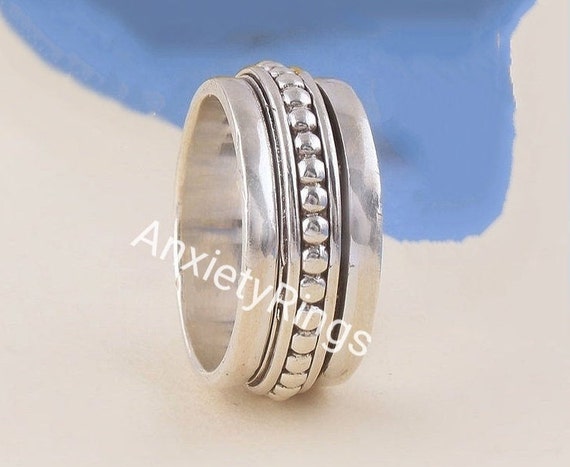 Hope Spinner Ring Spinning Ring Anti-Stress Ring Couple Ring 925 Sterling Silver Fidget Ring Meditation Ring Anxiety Ring Gifts For Love