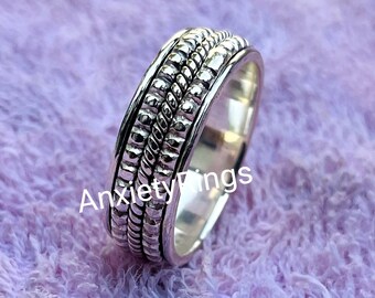 Sterling Silber Spinner Ring ~ Fidget Ring ~ Spinnring ~ Meditationsring ~ Sterling Silber Ring ~ Band Ring ~ Boho Ringe