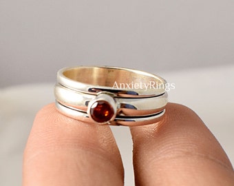 Roter Granat Ring, Spinner Ring, 925 Sterling Silber Spinner Ring, Ring für Frau, Angst Ring, Fidget Ring, Spinner Ring für Frau, Verkauf
