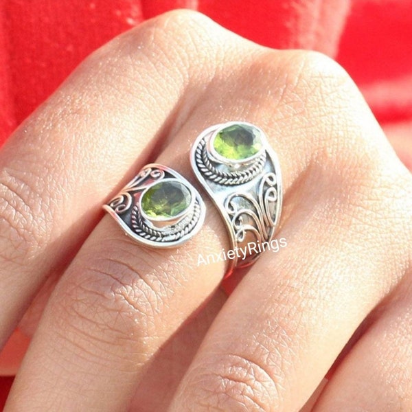 Natural Peridot Silver Ring, Dainty Ring, 925 Sterling Silver Ring, Engagement Ring, Gemstone Ring, Women Ring, Best Ring For Gift.