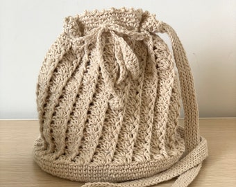 MORI Drawstring Bag Crochet Pattern / Bucket Bag / Shoulder Bag / Crossbody Bag / Downloadable pdf