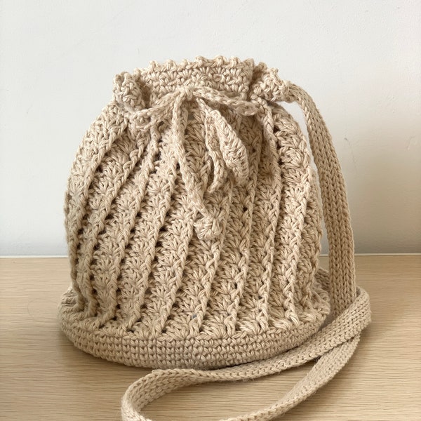 MORI Drawstring Bag Crochet Pattern / Bucket Bag / Shoulder Bag / Crossbody Bag / Downloadable pdf