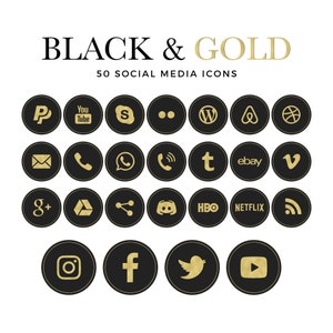 Black Gold Social Media Icons Black and gold social media icons - Luxury social icons, Black Gold Social Blog Icons, Instant Download