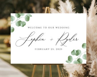 Hochzeit Willkommensschild Vorlage, bearbeitbare Canva Vorlage, modernes minimalistisches Hochzeitsschild, druckbares Willkommensplakat, sofortiger Download