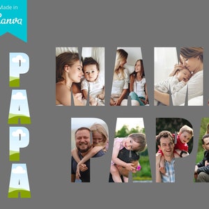 Modelo de moldura Canva - modelo Mama Canva, modelo Papa Canva, presentes para ela, presentes para ele, presente de dia das mães, presente de dia dos pais
