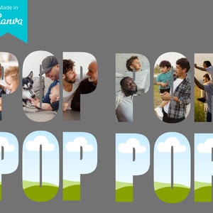 Plantilla de marco Canva - Plantilla Pop Pop Canva, Plantilla Canva del abuelo, Regalos para él, Collage de fotos, Regalo del Día del Padre, Marco Canva