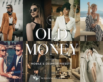 12 Old Money Lightroom Presets | Mobile & Desktop Filters | Aesthetic Vintage Luxury Warm Neutral Tones | Fashion Editorial Presets