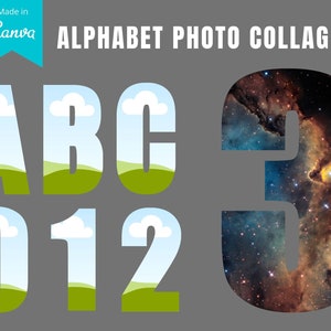 Plantilla de marco de Canva - Marco de Canva de collage de fotos del alfabeto, plantilla de Canva del alfabeto, collage de letras de Canva, marco de Canva - Fácil de arrastrar y soltar