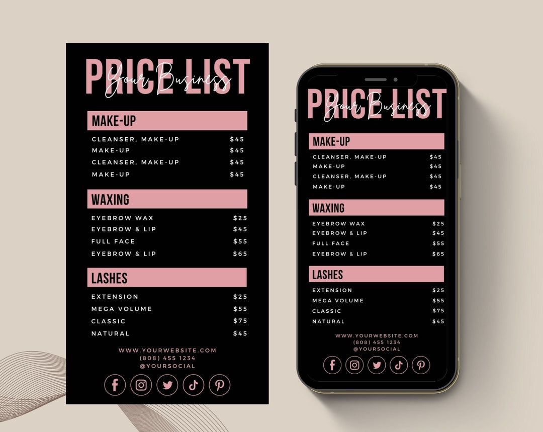 Pricing Template Canva, Pricing Template, Pricing List Template ...